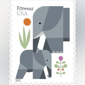 100 Elephants 2022 Forever Postage Stamps US Postal USPS Animals Endangered Mail
